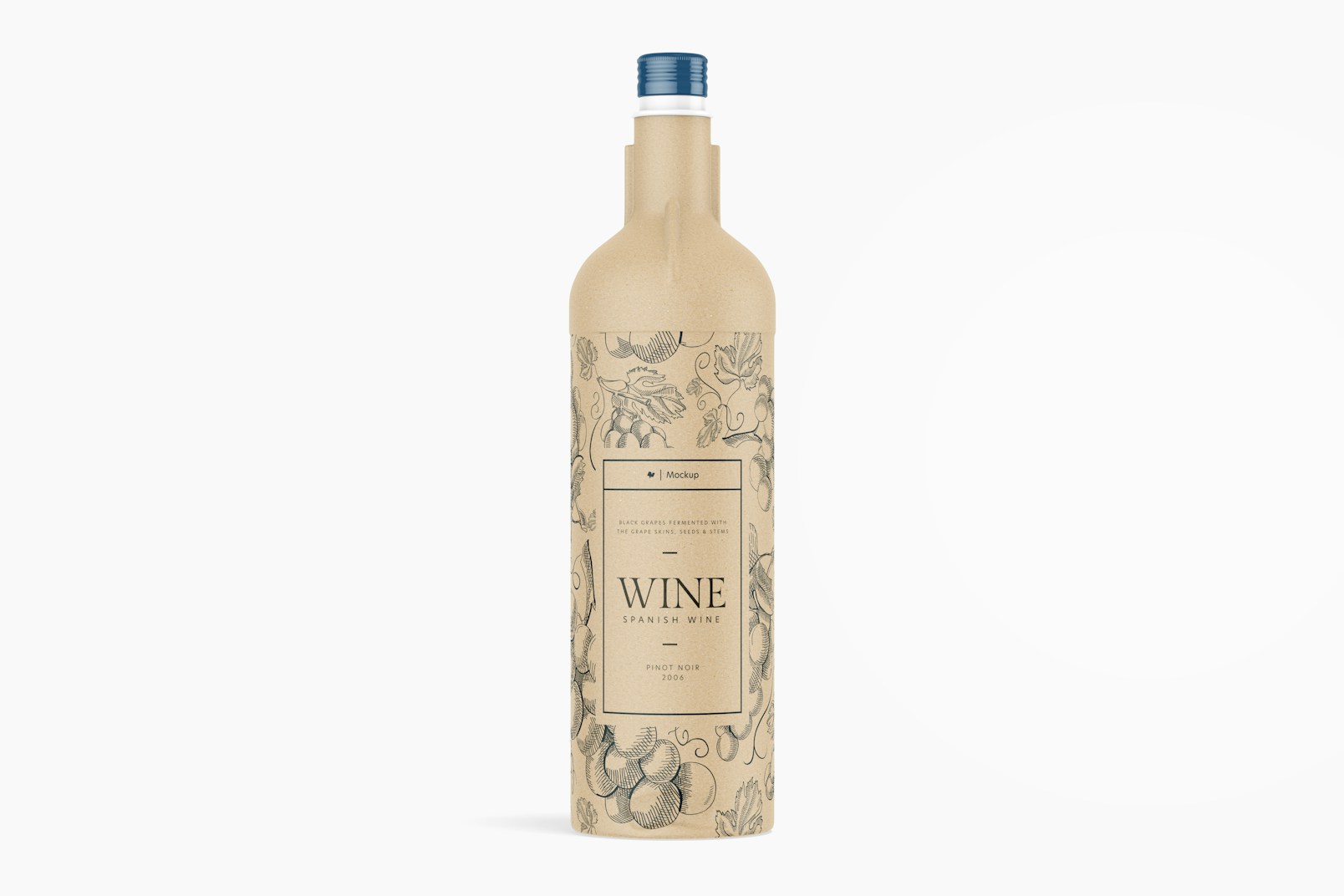 Cardboard Wine Bottle Mockup, Front View