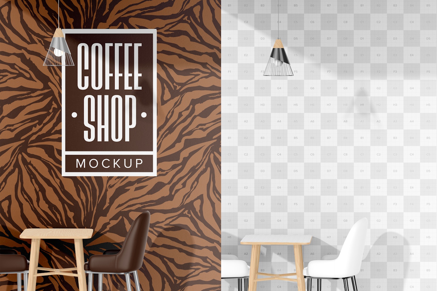 Modern Coffee Shop Mockup, Front View
