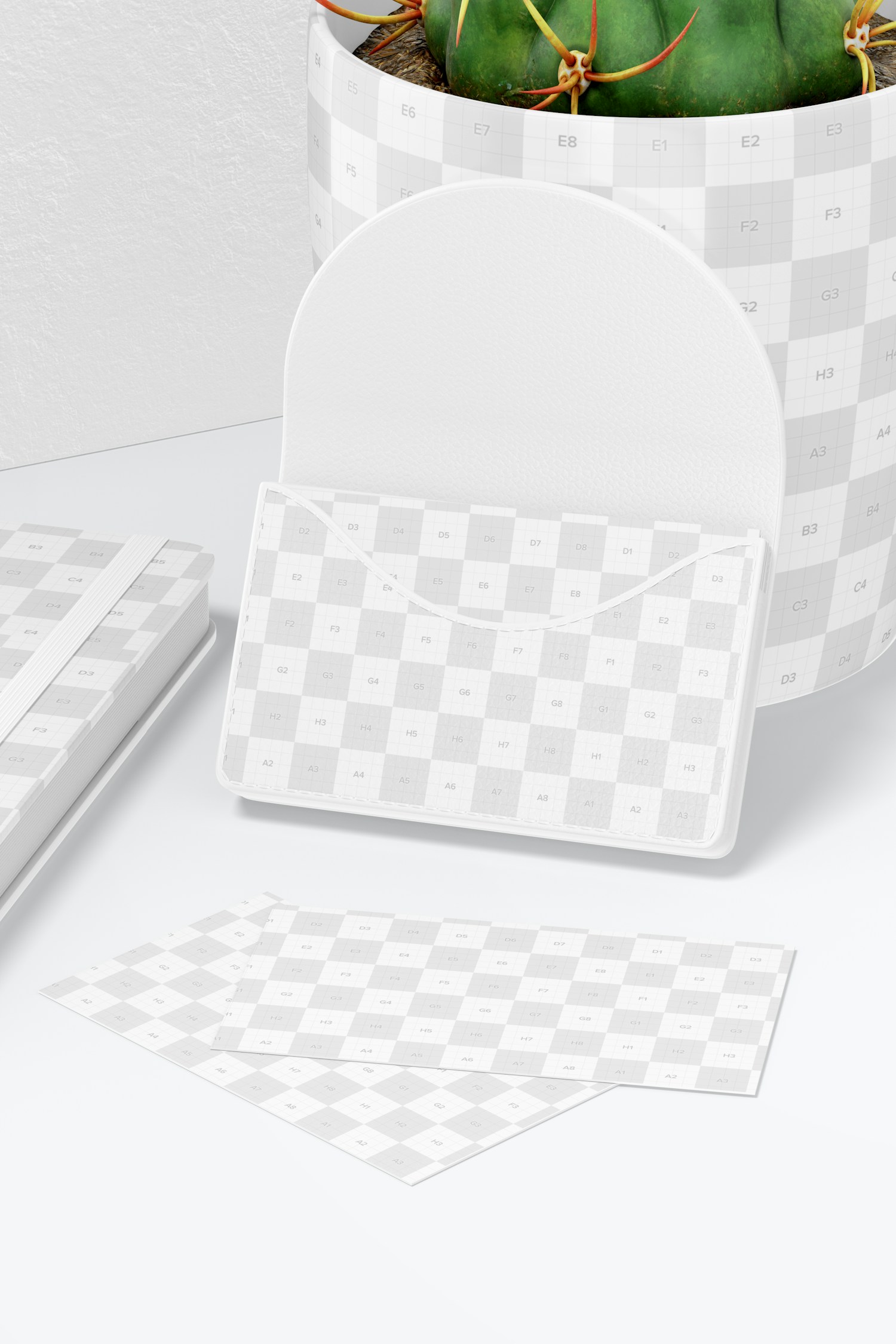 Leather Business Card Holder Mockup, Leaned Leather Business Card Holder Mockup, Leaned