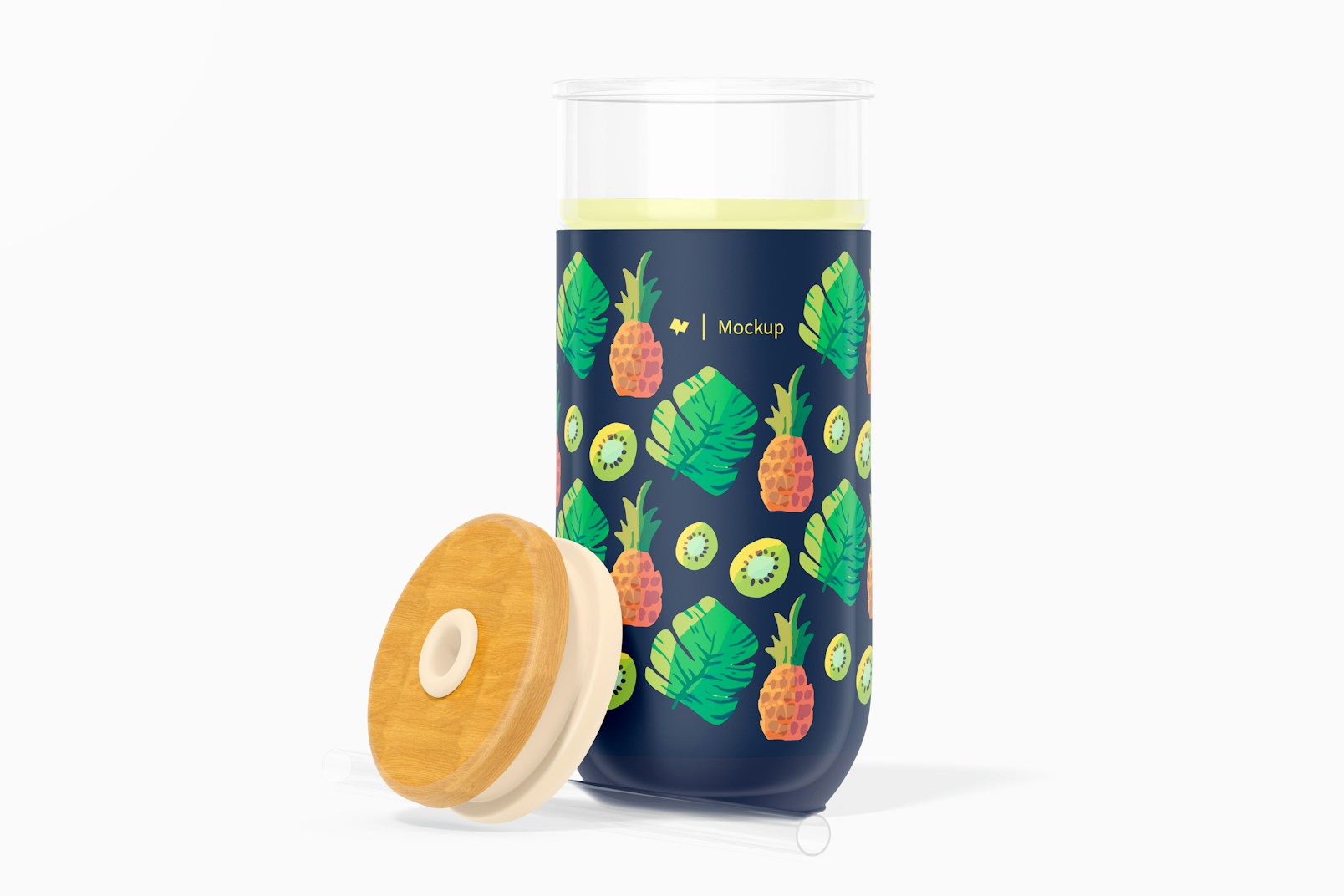 Smoothie Cup with Silicone Sleeve Mockup, Opened