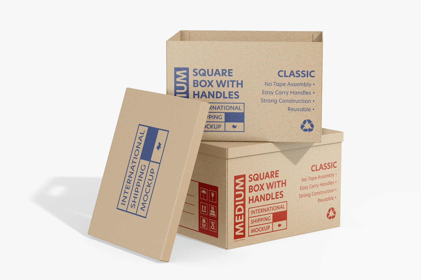 Square Boxes with Handles Mockup