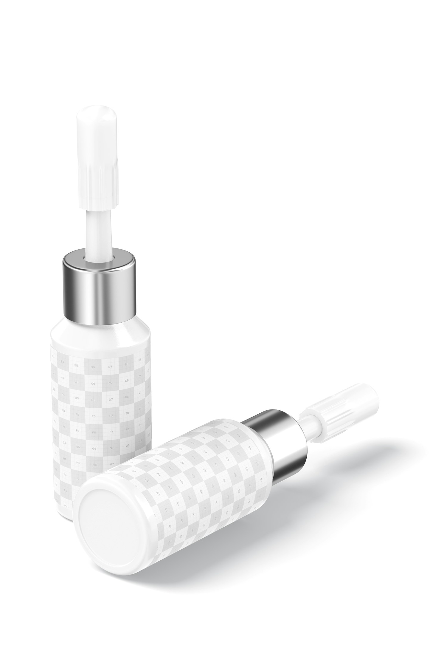 Cosmetic Micro Pigment Tattoo Bottles Mockup, Standing and Dropped Cosmetic Micro Pigment Tattoo Bottles Mockup, Standing and Dropped