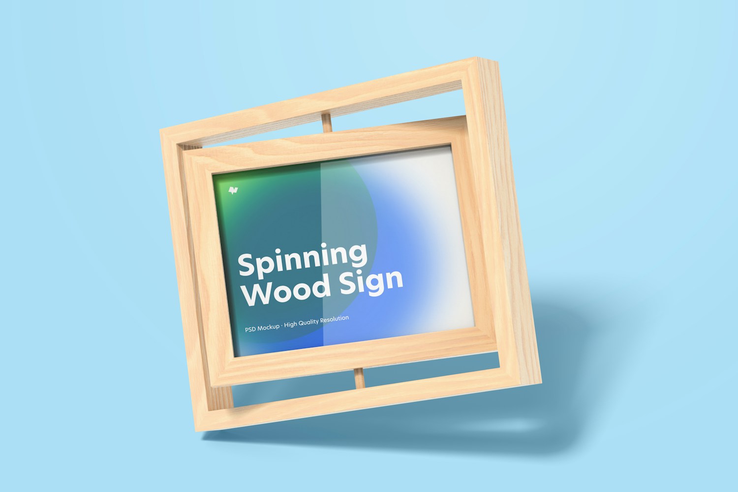 Spinning Wood Frame Sign Mockup, Falling