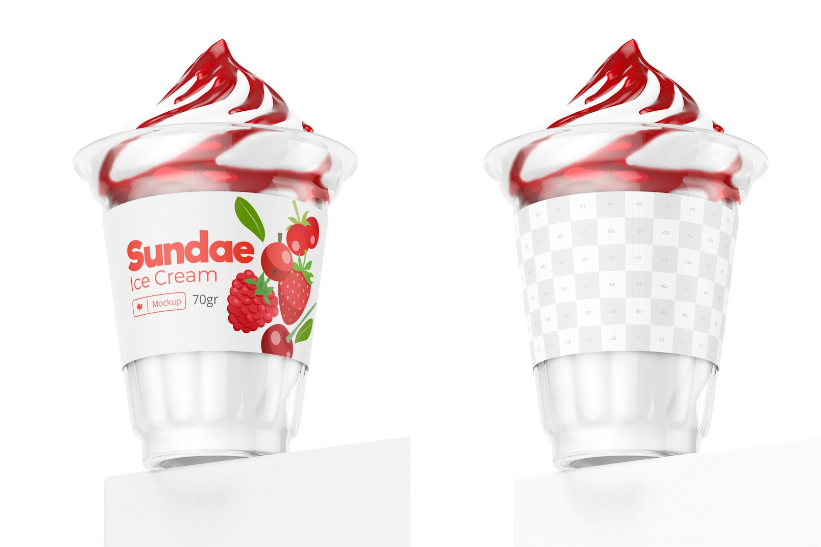 Sundae Ice Cream Cup on Podium Mockup