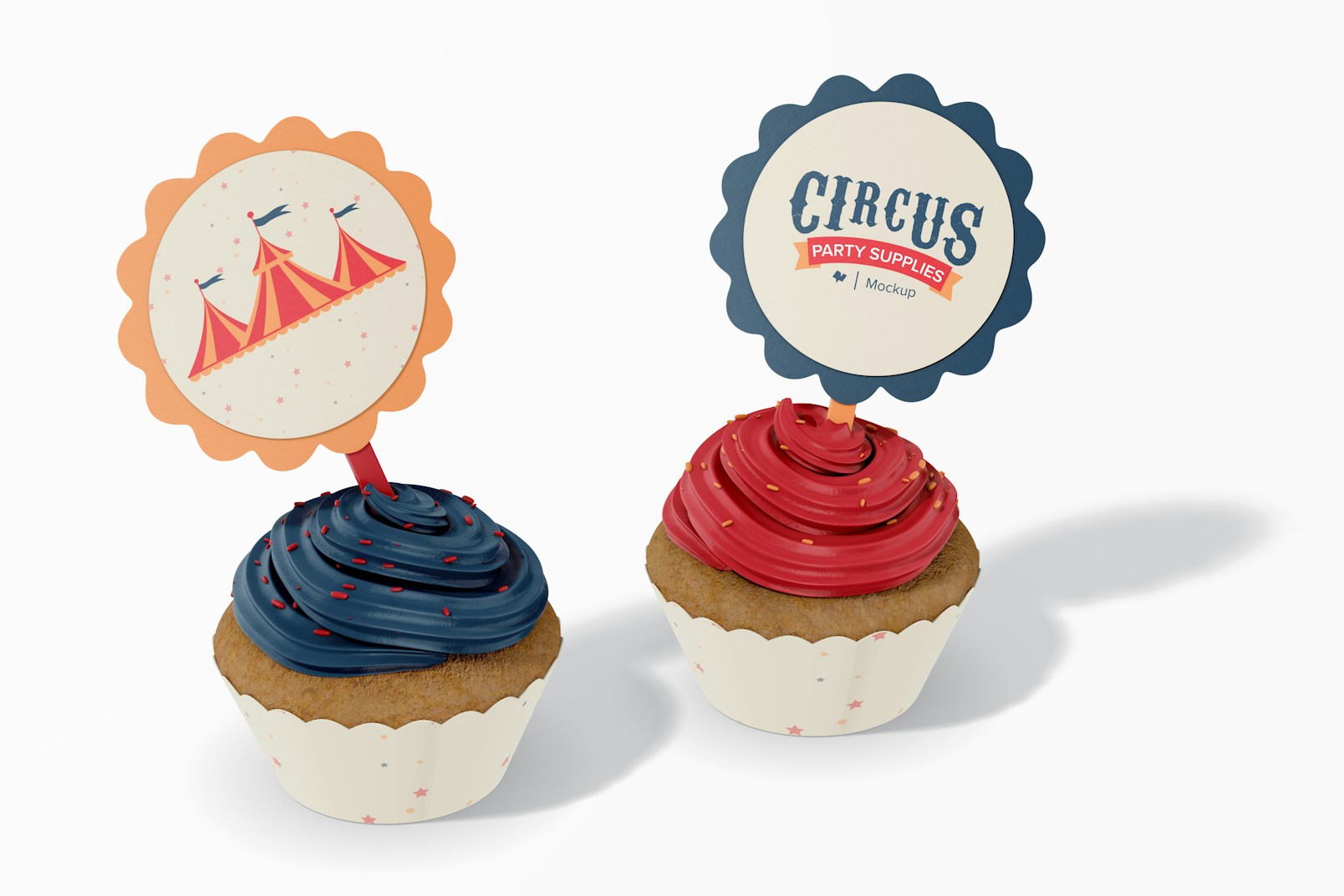 Round Cupcake Topper Mockup, Perspective