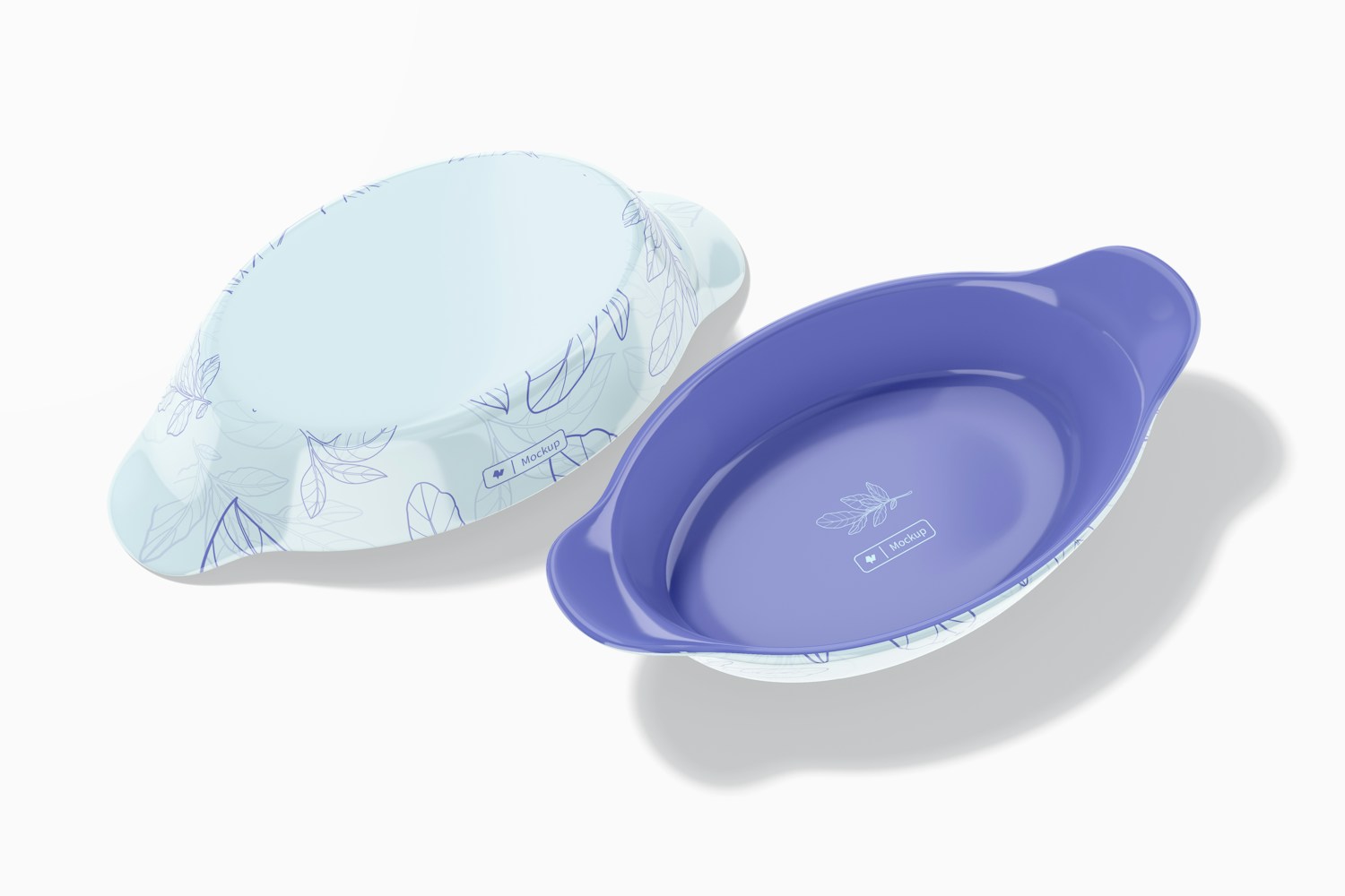 Oval Plate with Handles Mockup, Top View