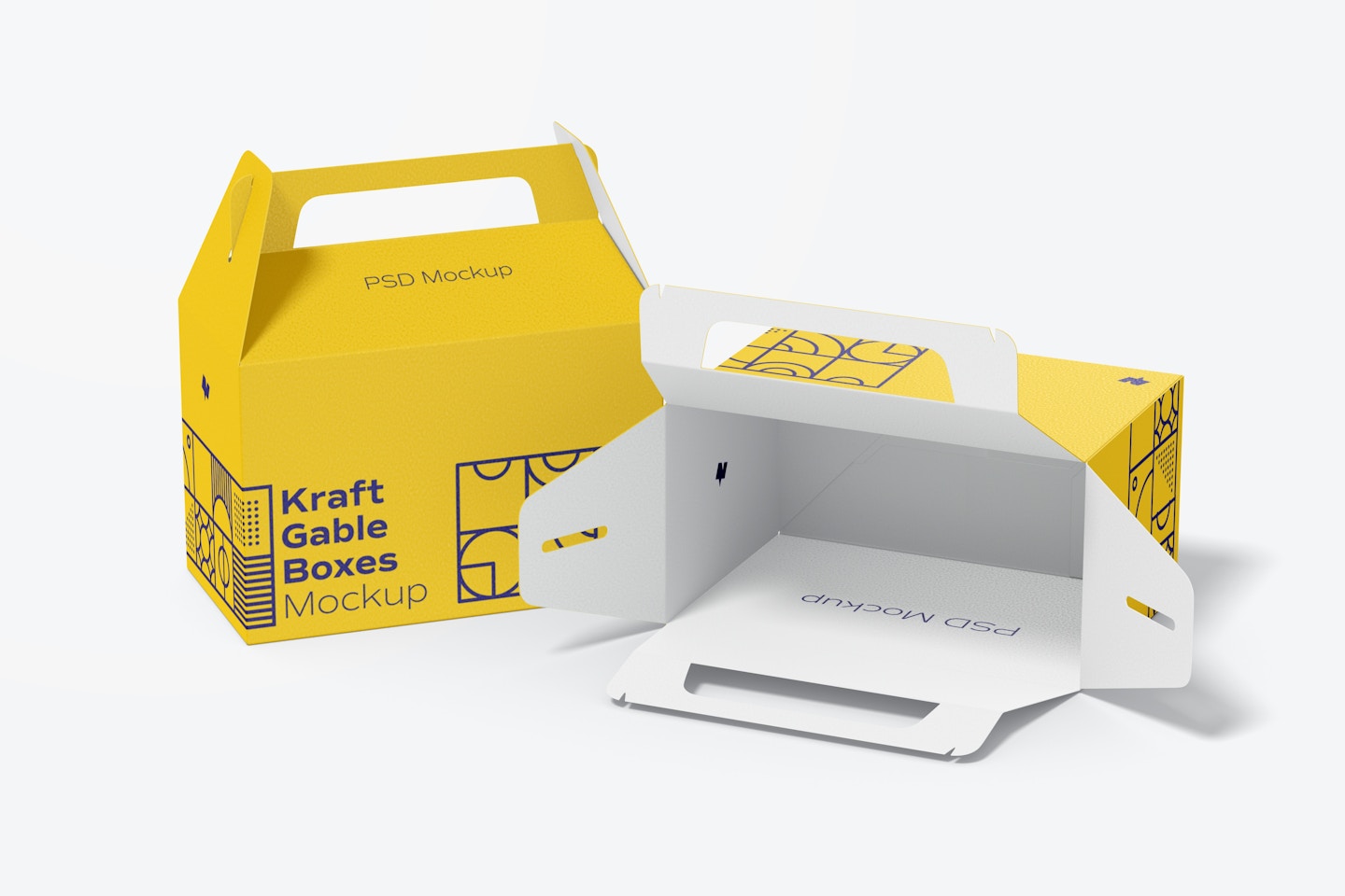 Kraft Gable Boxes Mockup, Opened and Closed