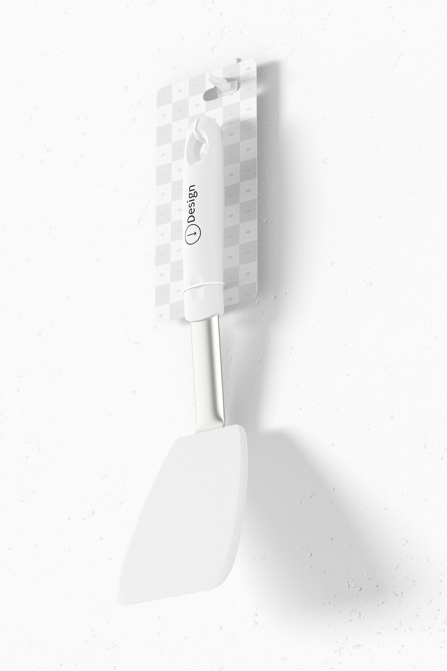 Silicone Turner Spatula Hanging on Wall Mockup Silicone Turner Spatula Hanging on Wall Mockup