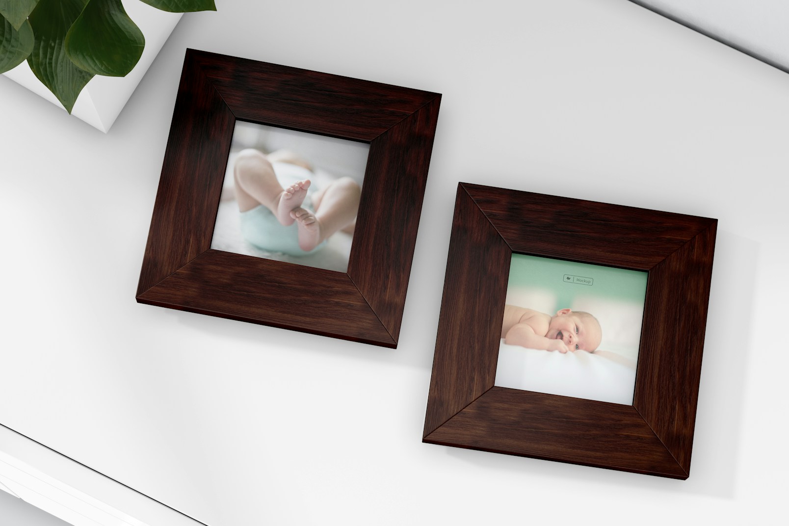 Square Photo Frames Mockup, Top View