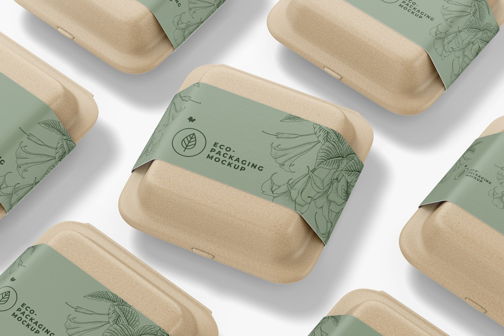 Eco Square Food Containers Mockup, Mosaic