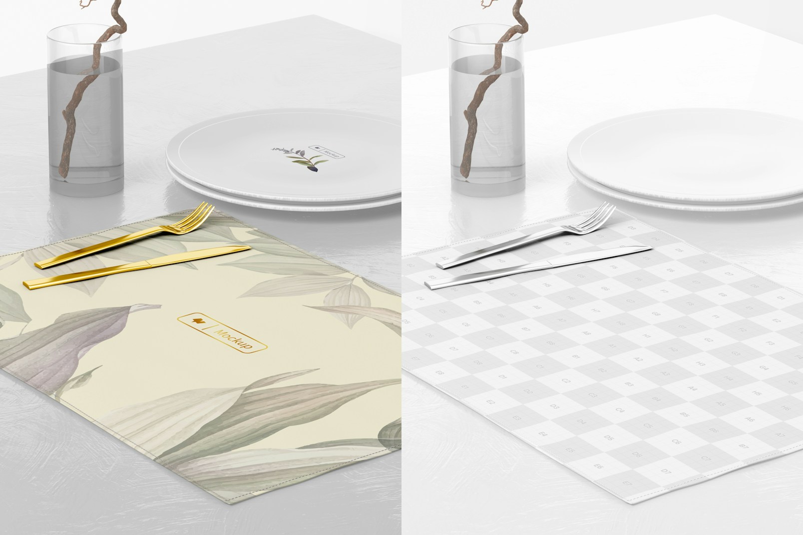 Fabric Placemat Mockup, Perspective View