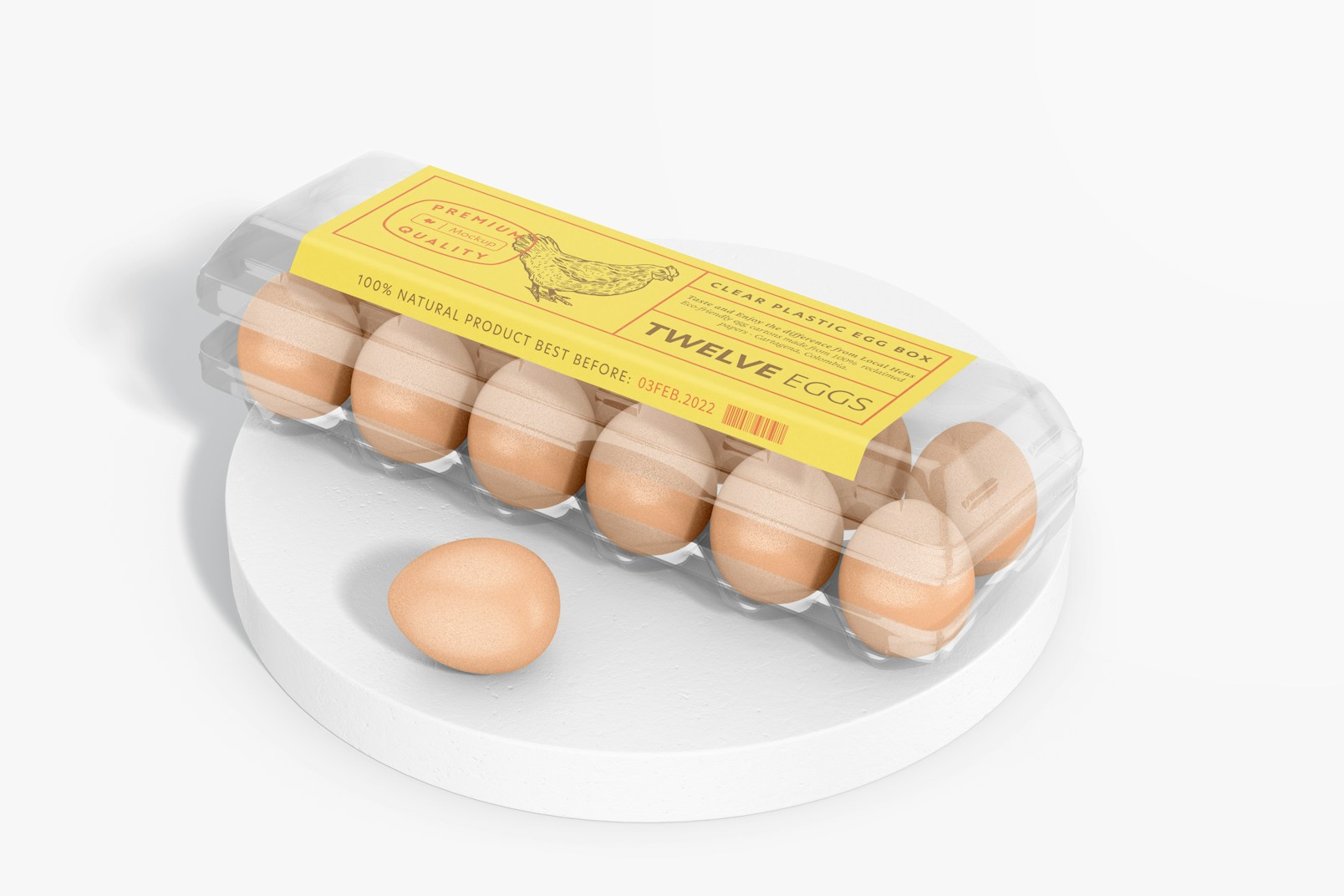 Clear Plastic Egg Box Mockup, On Surface