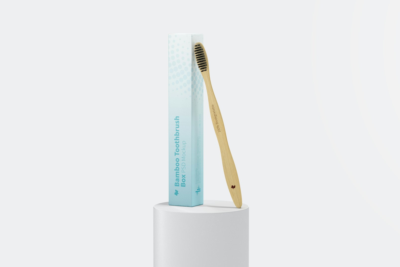 Bamboo Toothbrush with Box on Surface Mockup