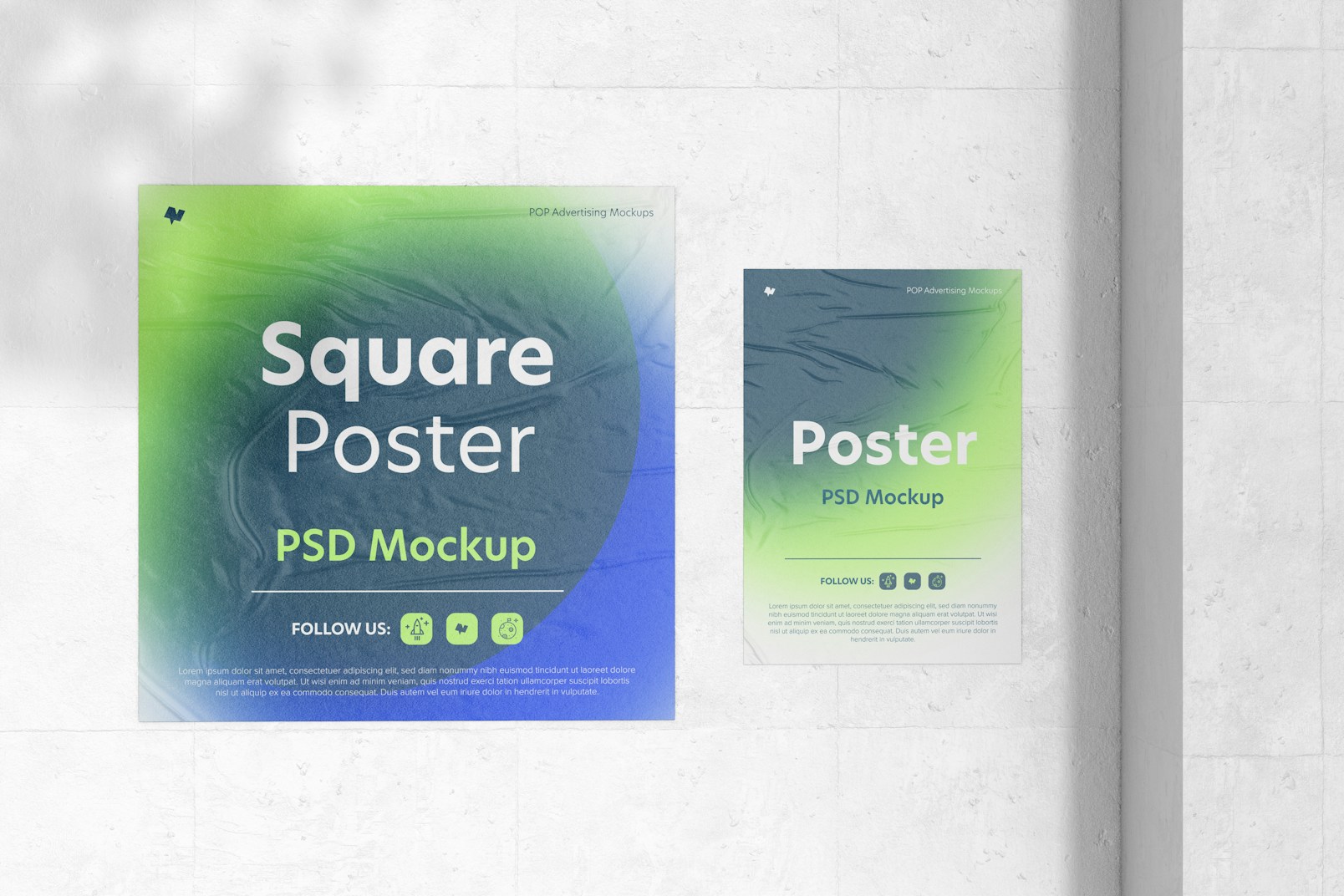 Square Poster Mockup, Perspective