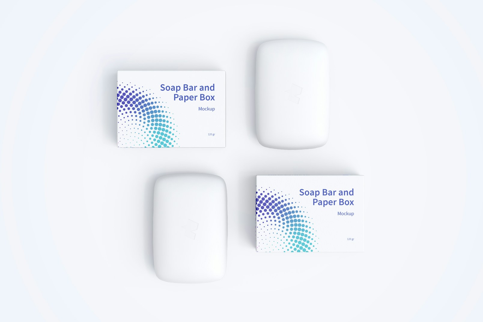 Soap Bar and Paper Boxes Mockup, Top View