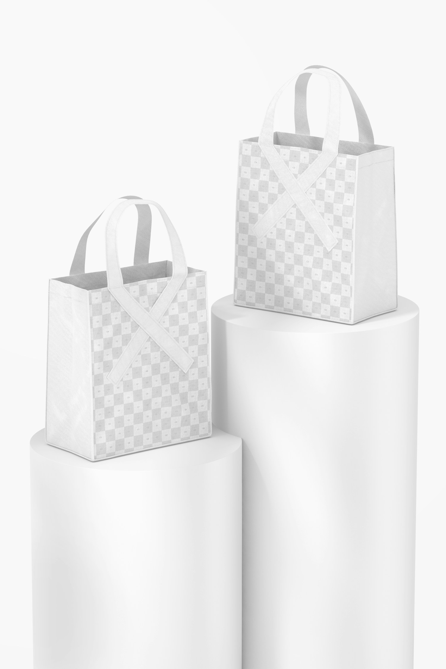 Tote Bag with Ribbon on Podiums Mockup Tote Bag with Ribbon on Podiums Mockup