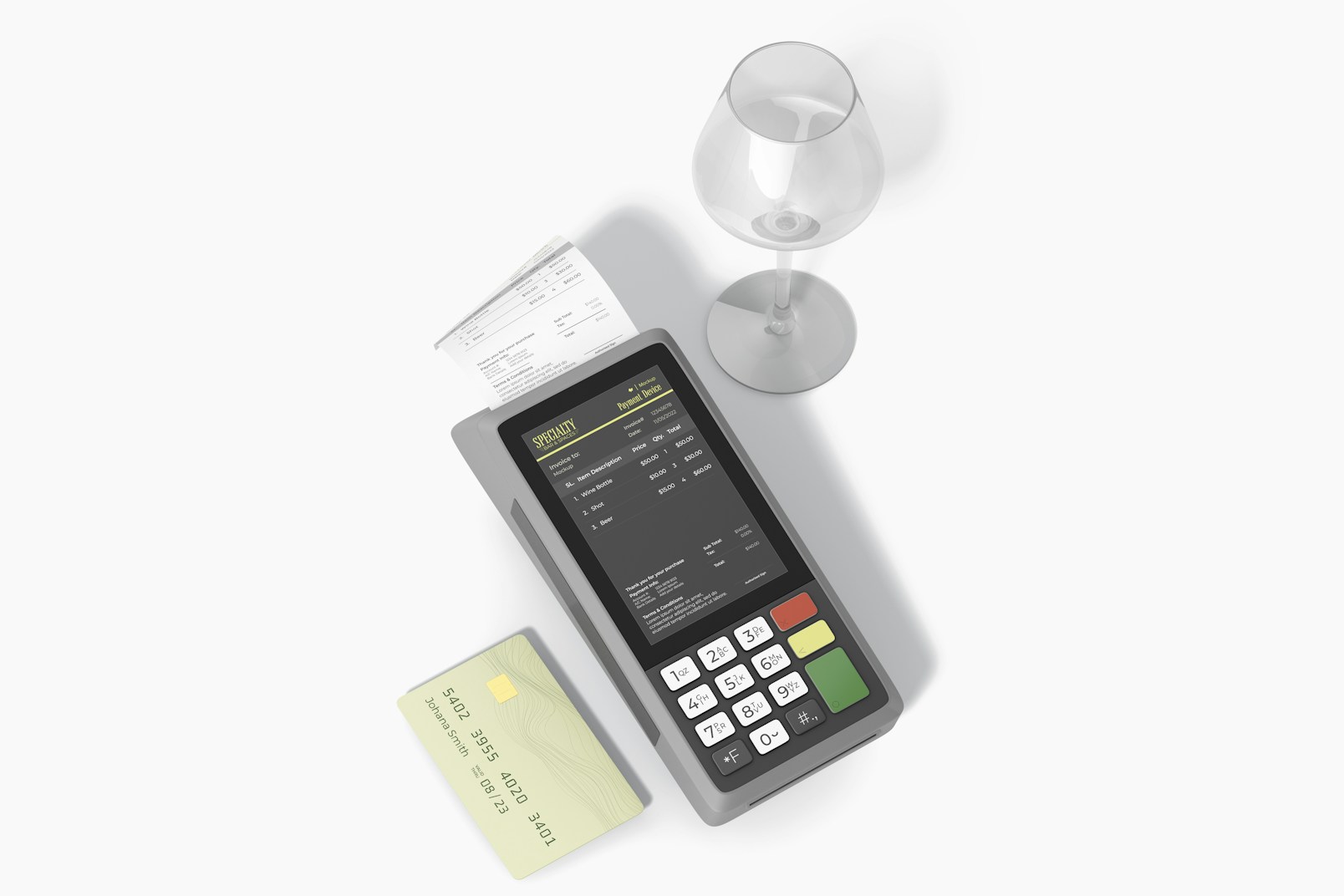Payment Device on Bar Mockup, Top View