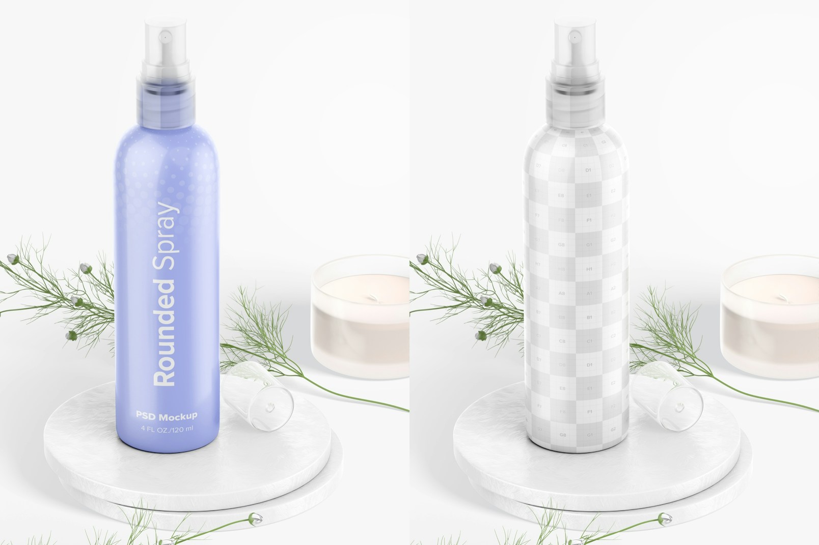 4 oz Rounded Spray Mockup, Perspective View
