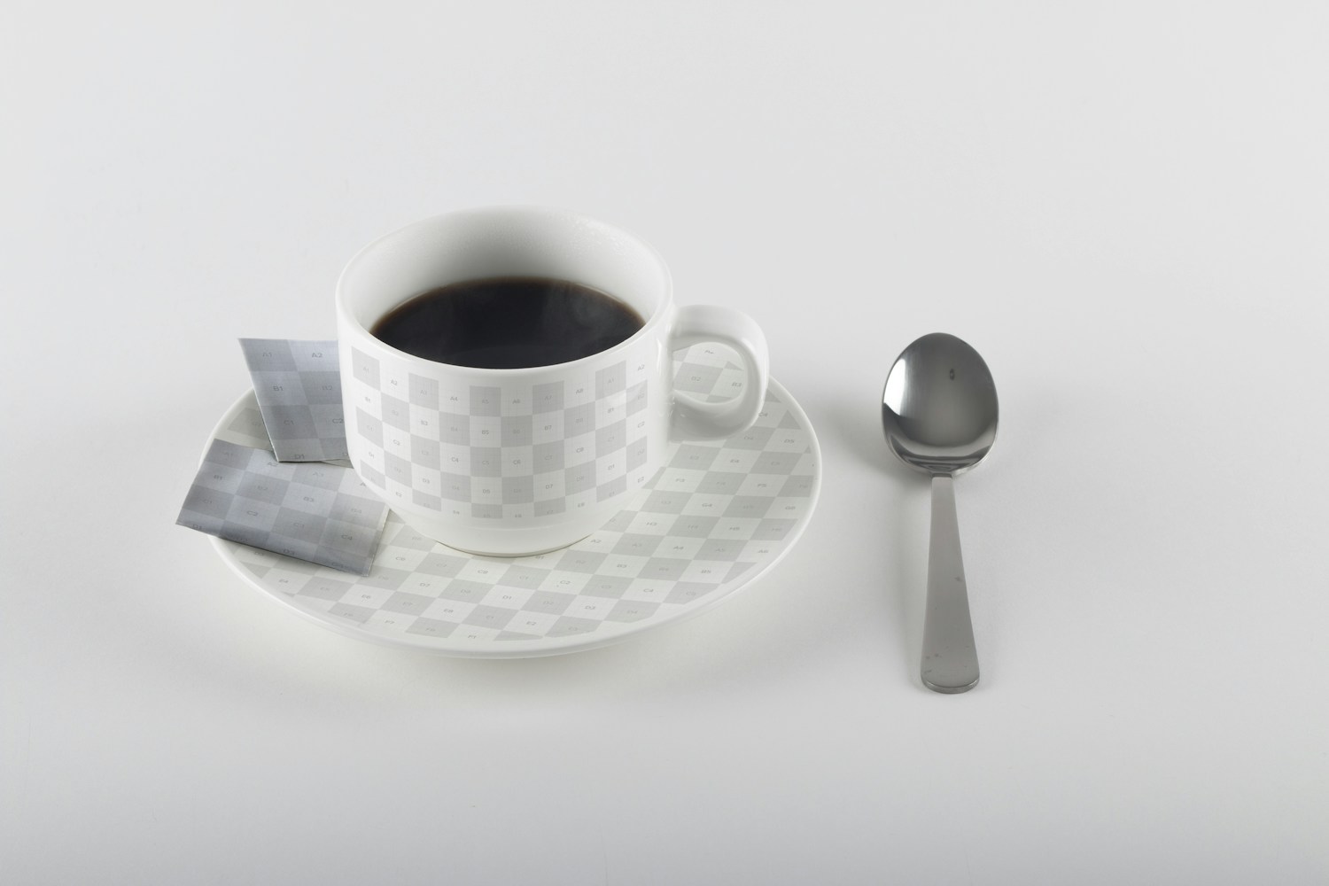 Coffee Cup and Sugar Bags Mockup 01