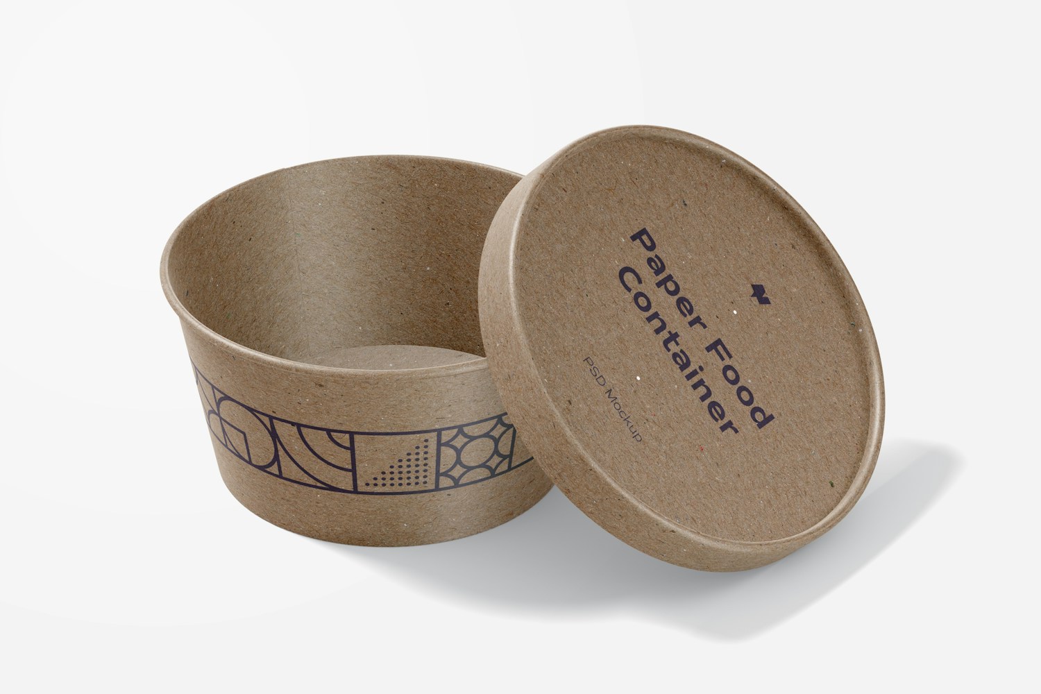 Round Paper Food Delivery Container Mockup, Opened