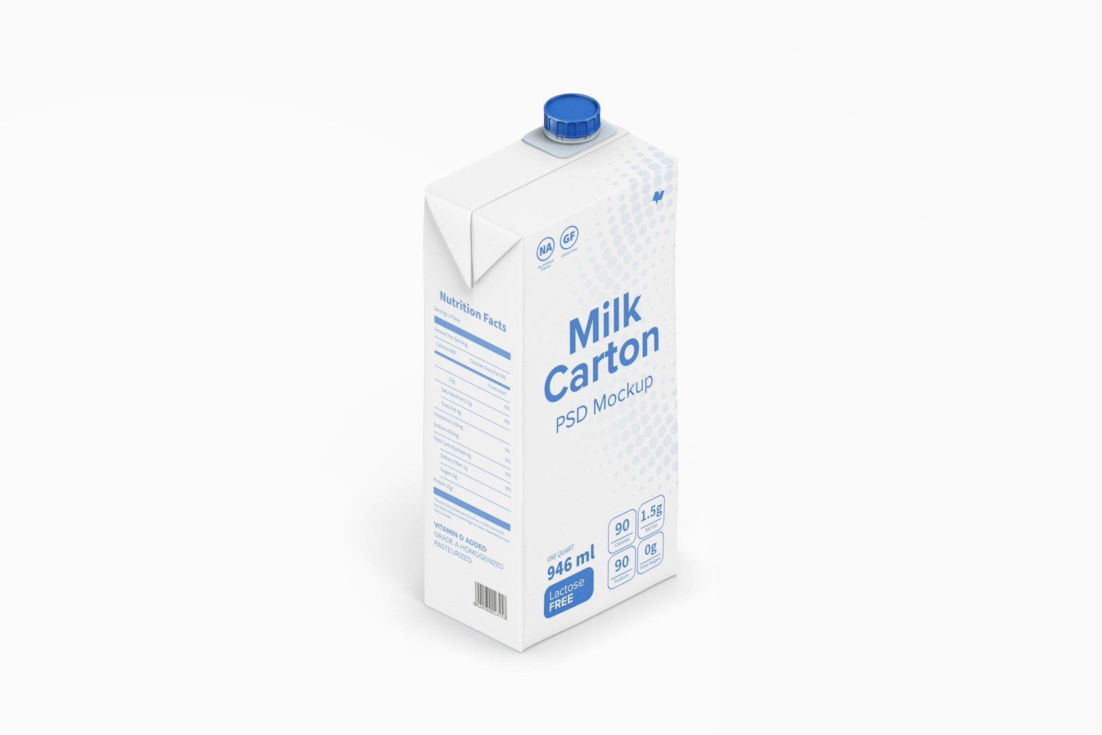 Milk Carton Mockup, Isometric View