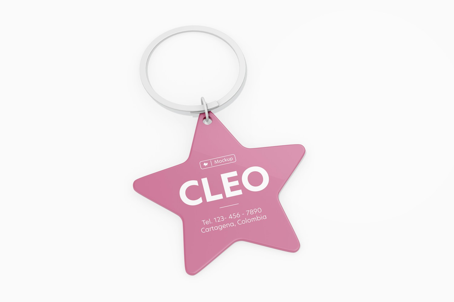 Star Shaped Pet Tag Mockup, Perspective Star Shaped Pet Tag Mockup, Perspective