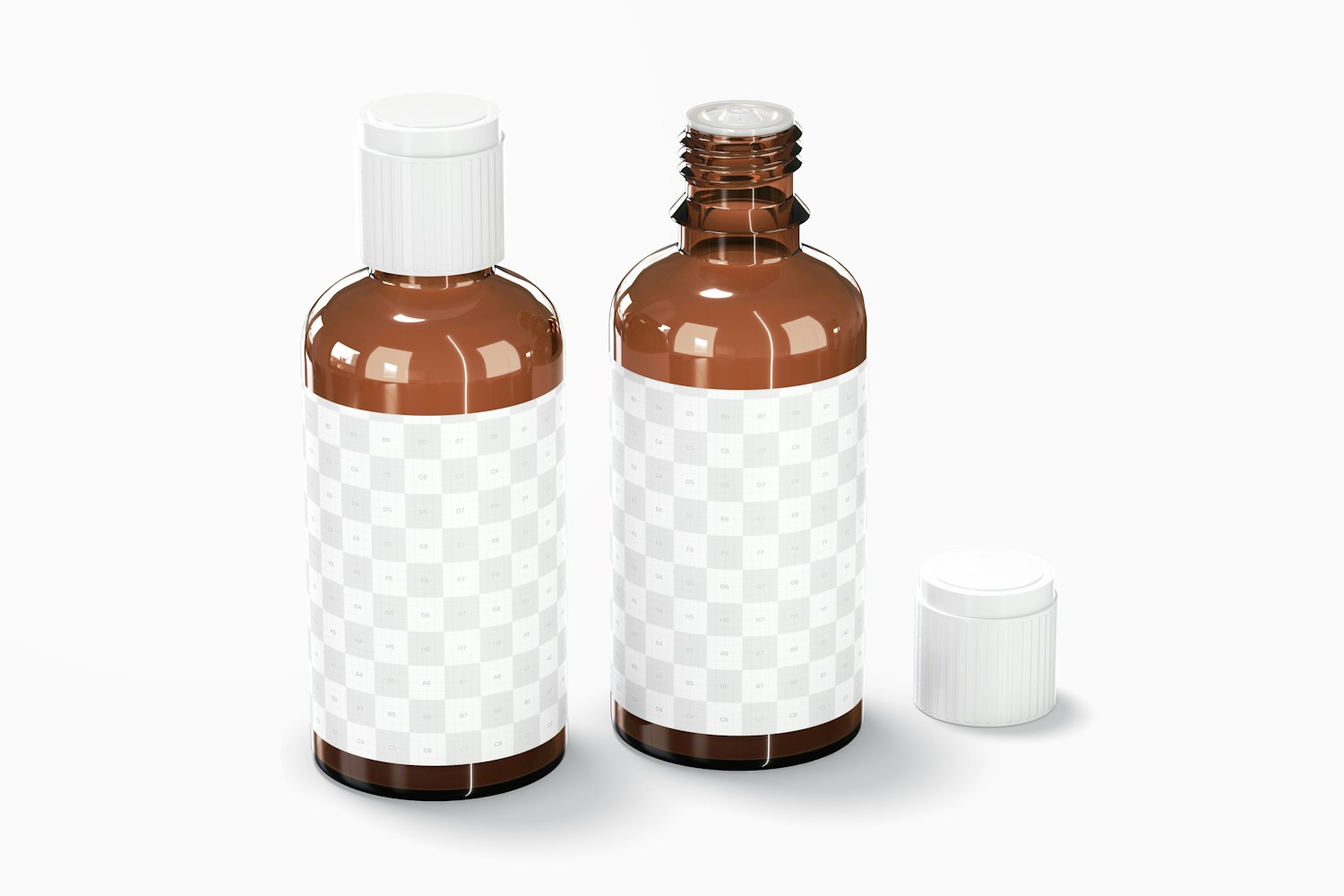 Euro Dropper Bottles with Orifice Reducers Mockup, Opened