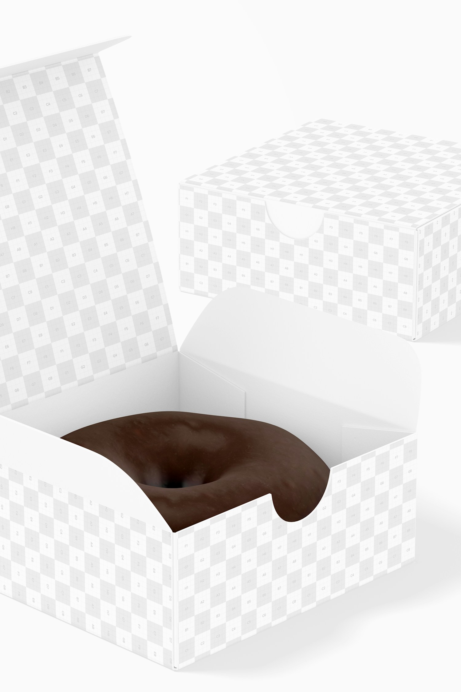 Donut Box with Hinged Lid Mockup, Close Up