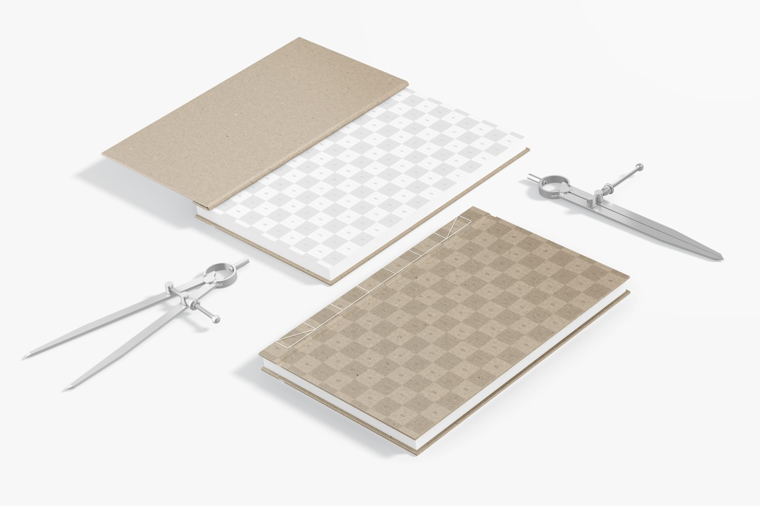 Architecture Notebooks Mockup, Opened and Closed
