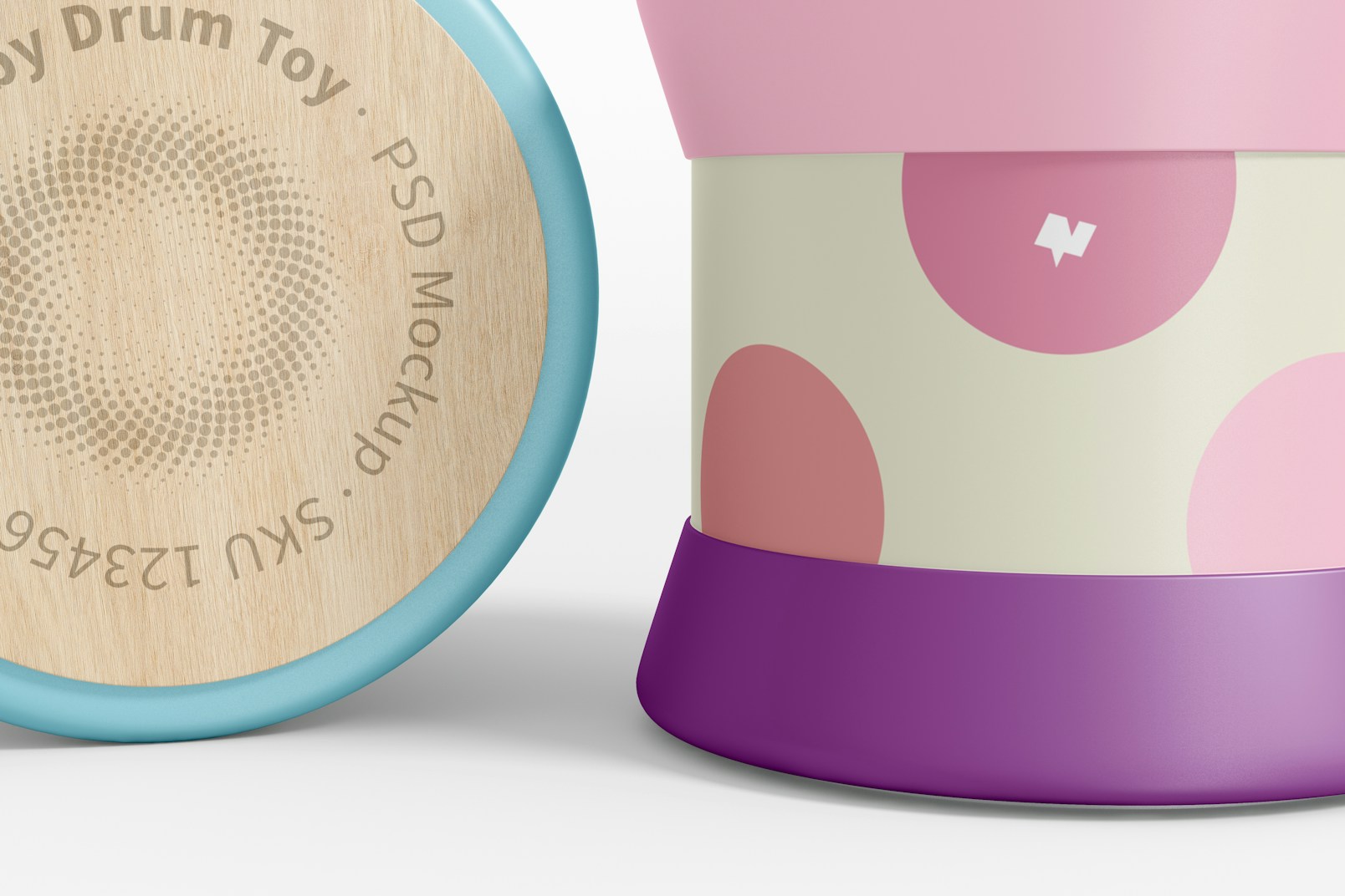 Baby Drum Toy Mockup, Close Up