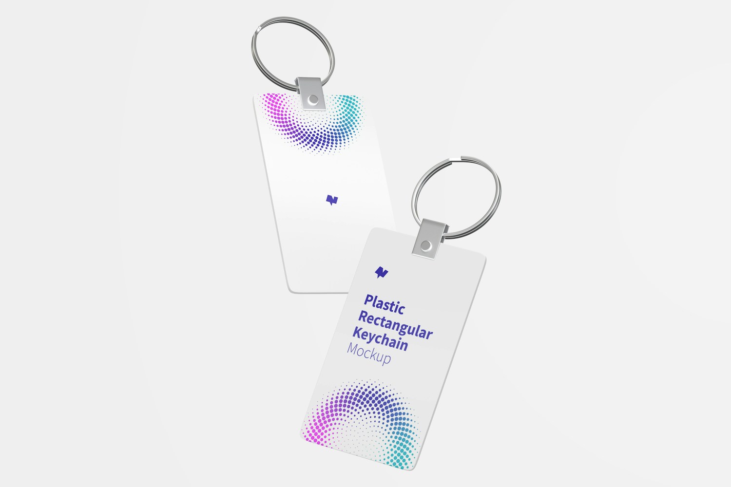 Plastic Rectangular Keychain Mockup, Floating Plastic Rectangular Keychain Mockup, Floating