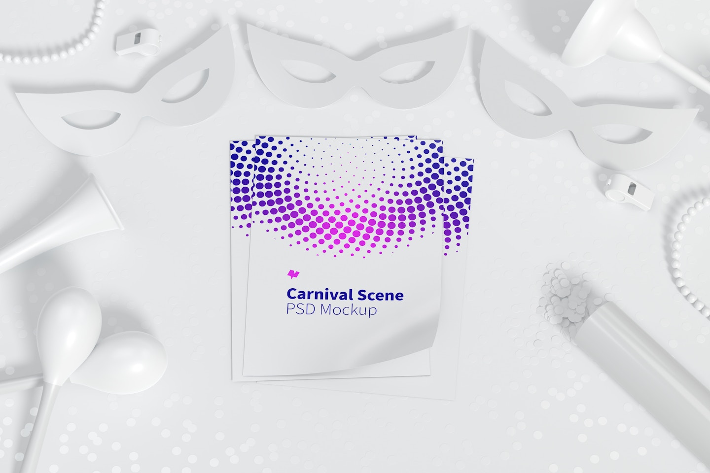 Carnival Scene with Flyer Mockup, Top View