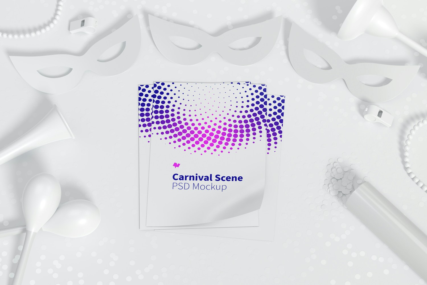 Carnival Scene with Flyer Mockup, Top View Carnival Scene with Flyer Mockup, Top View