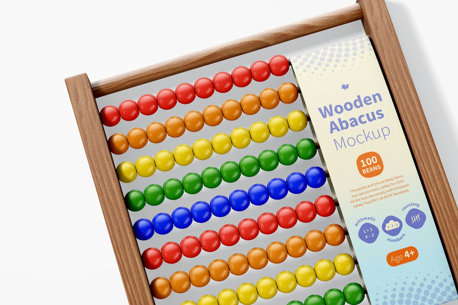 Wooden Abacus Mockup, Close-up