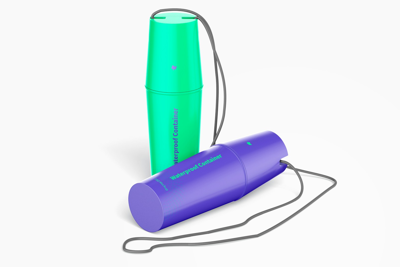 Waterproof Dry Container Bottle Mockup, Standing and Dropped