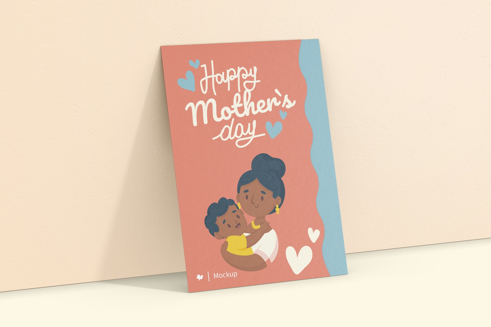 Mother’s Day Bi Fold Card Mockup, Leaned