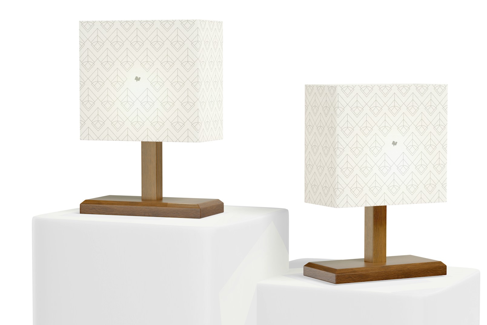 Rectangular Wood Table Lamps Mockup, Perspective