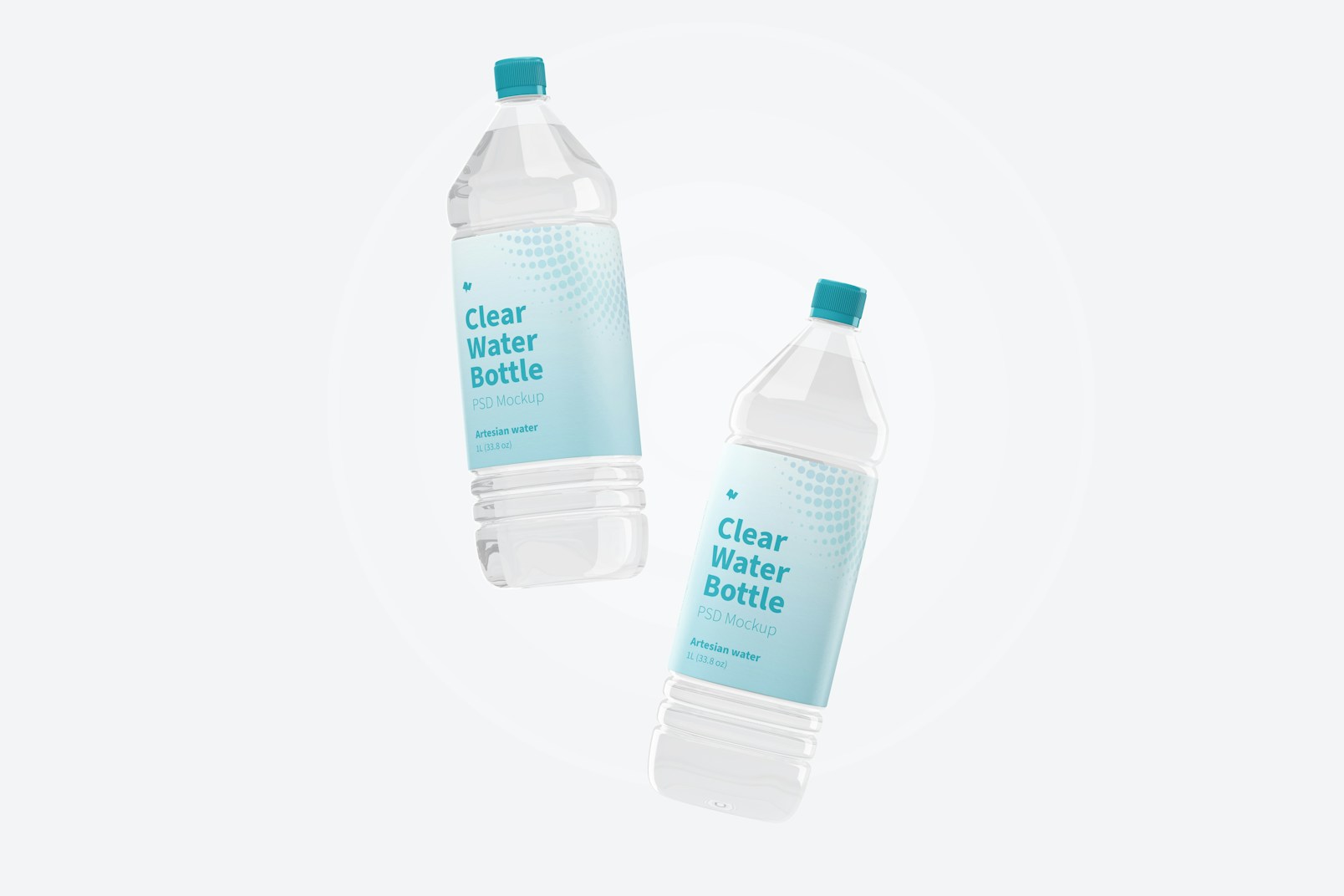 Maqueta de Botellas Transparentes de 1L para Agua, Flotando