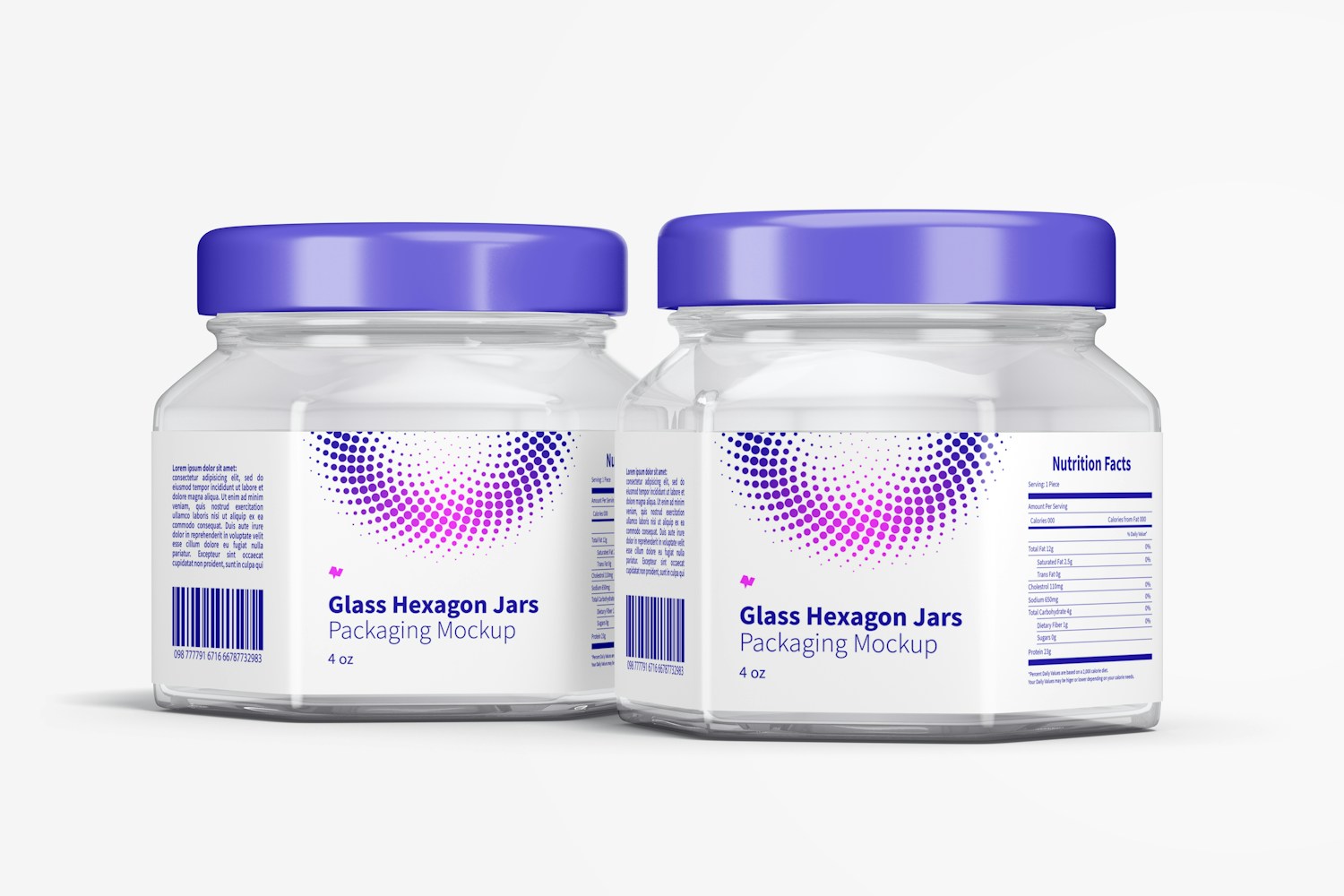 4 oz Glass Hexagon Jars Mockup 4 oz Glass Hexagon Jars Mockup