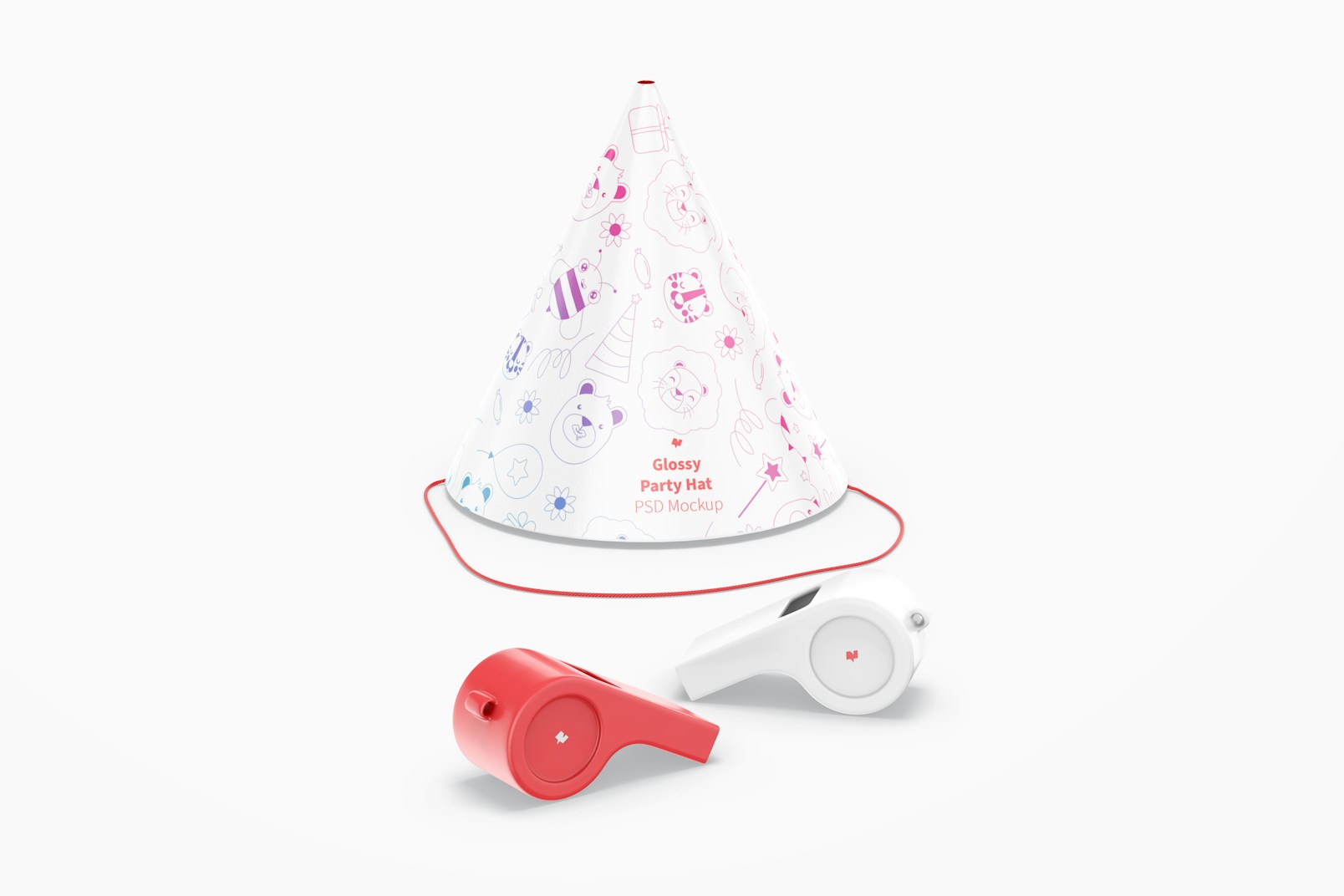 Glossy Party Hat Mockup, Front View