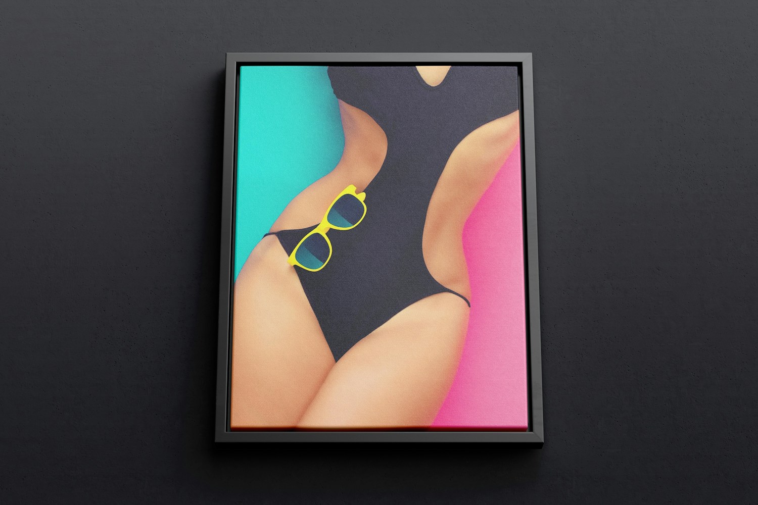 3:4 Portrait Canvas Mockup in Floater Frame, Bottom Front View