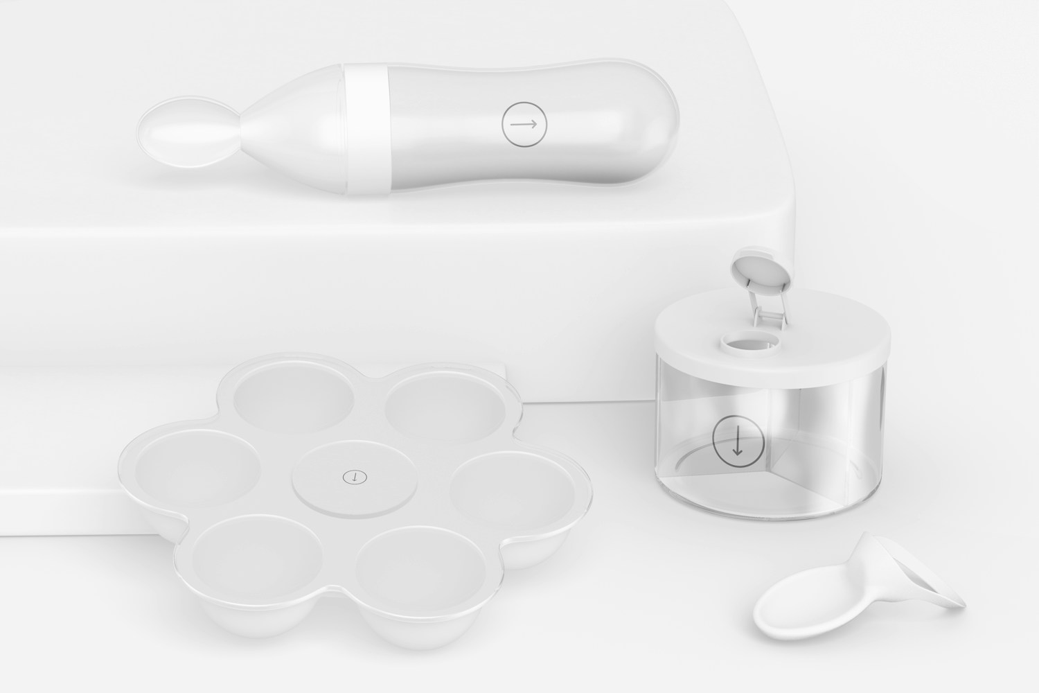 Baby Portable Food Dispenser Scene Mockup, Front View
