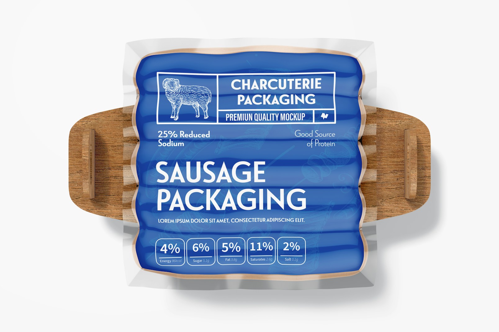 Sausage Packaging Mockup, Top View
