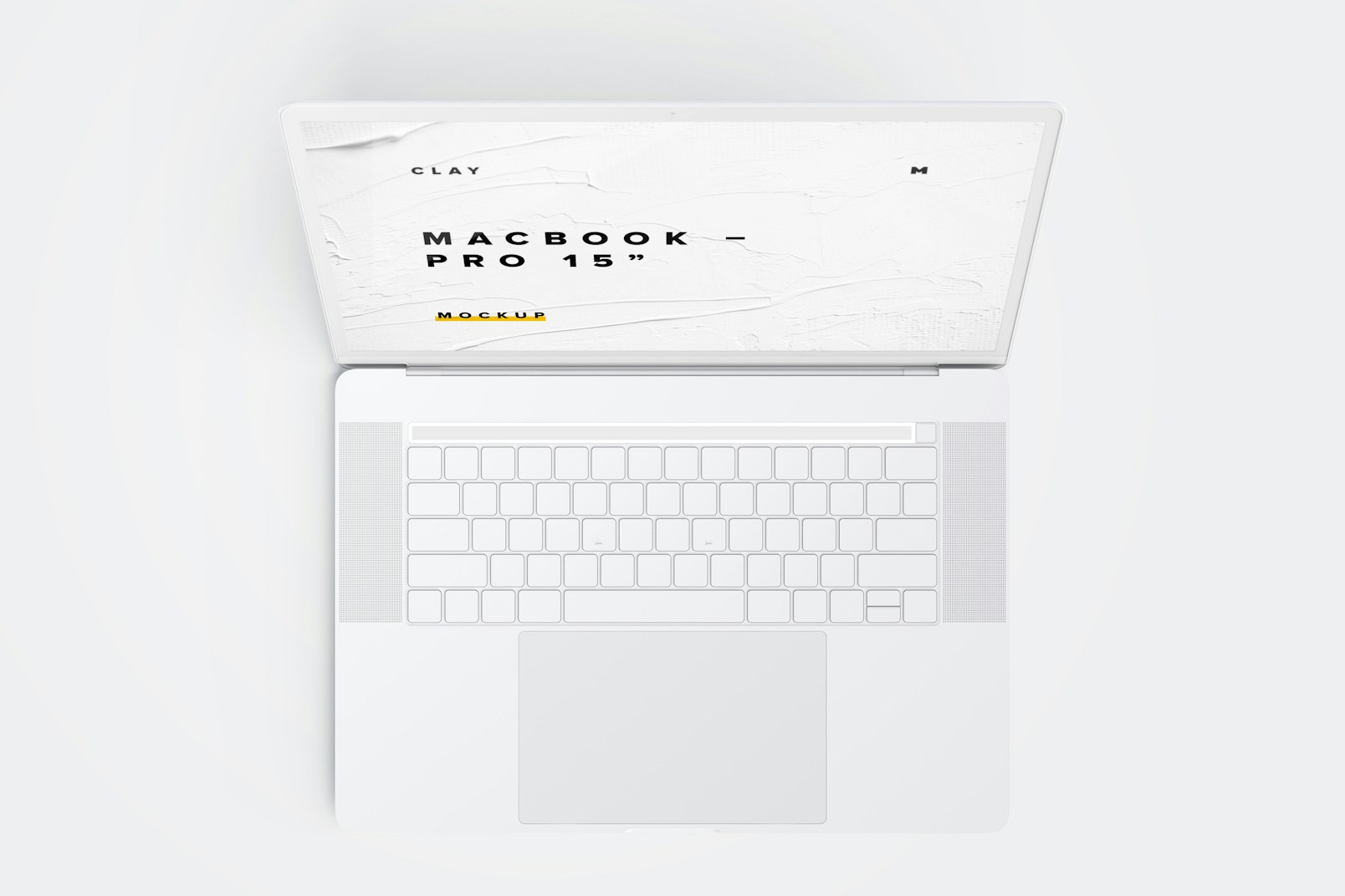 Maqueta de MacBook Pro de 15” con Touch Bar, Vista superior, Multicolor