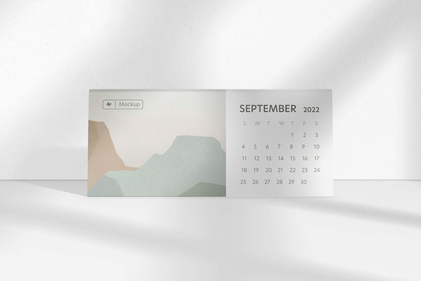 Maqueta de Calendario Horizontal de Mesa, Vista Frontal