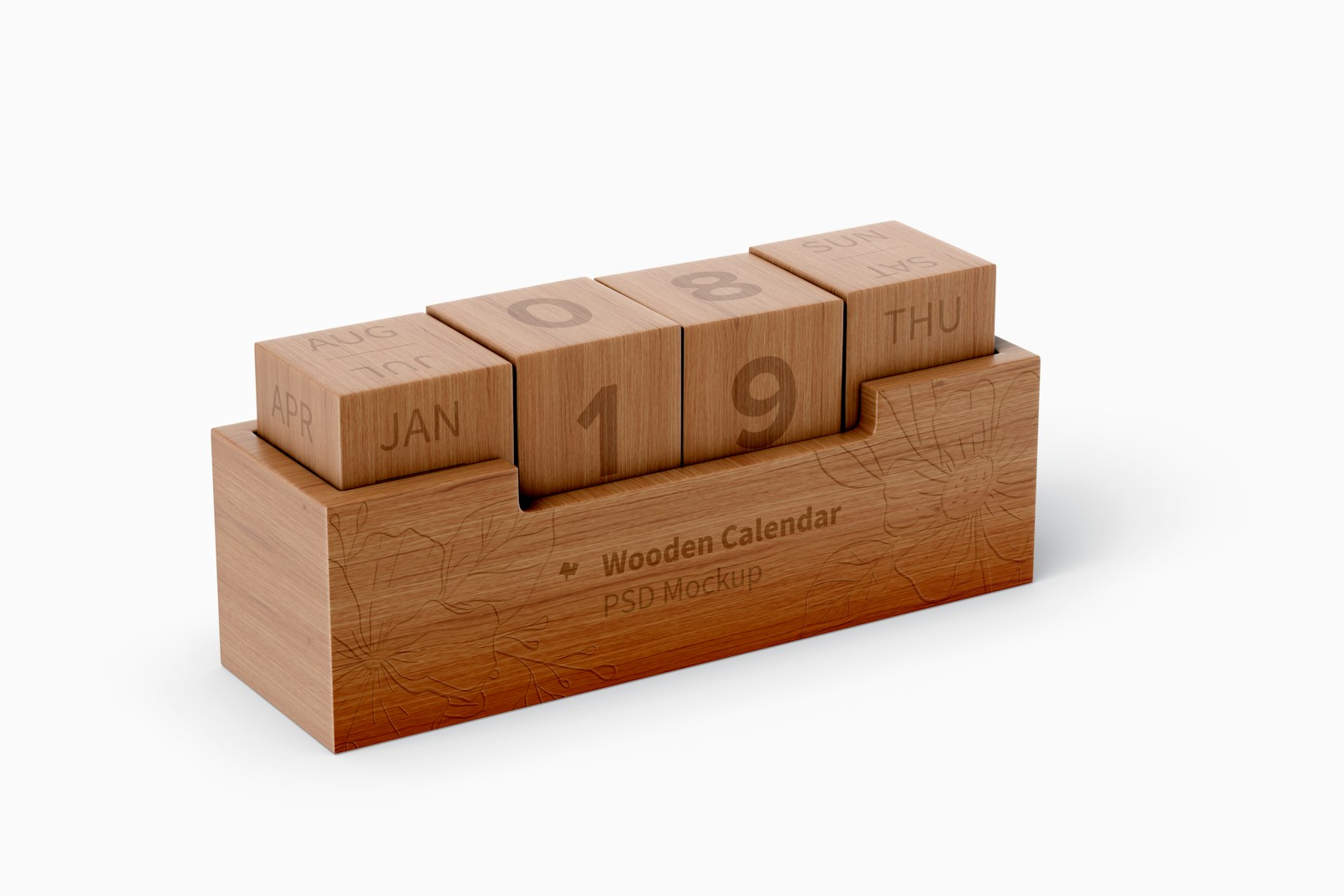 Wooden Calendar Mockup, Perspective