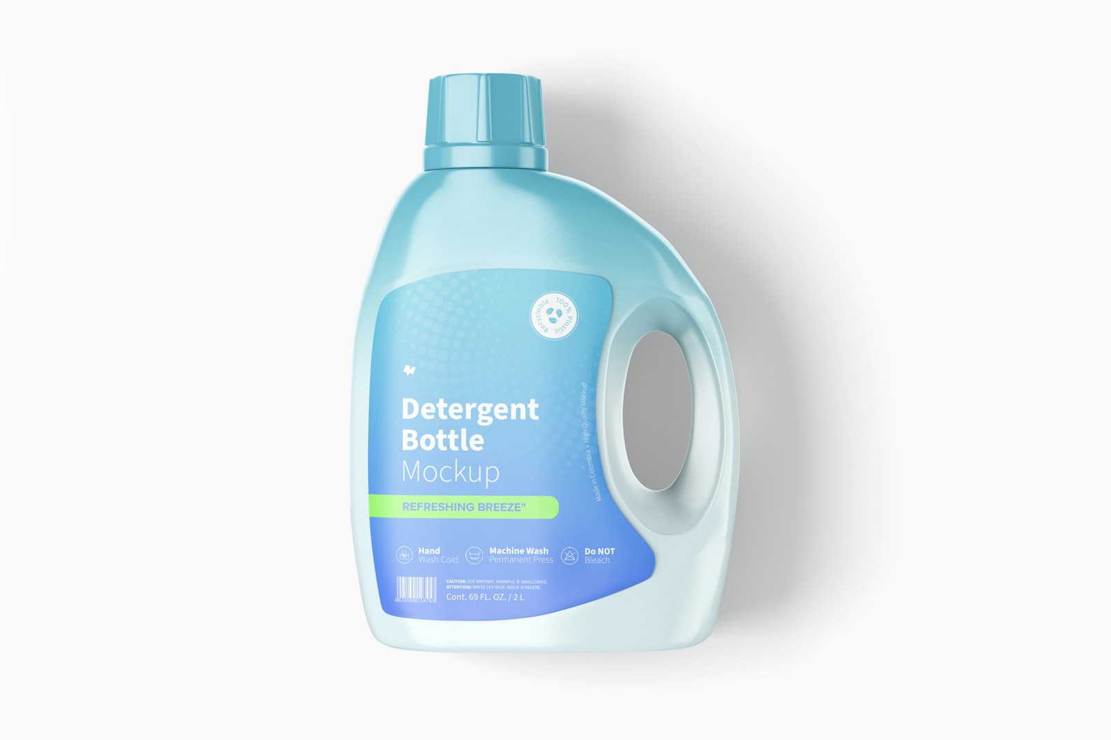 69 Oz Detergent Bottle Mockup, Top View