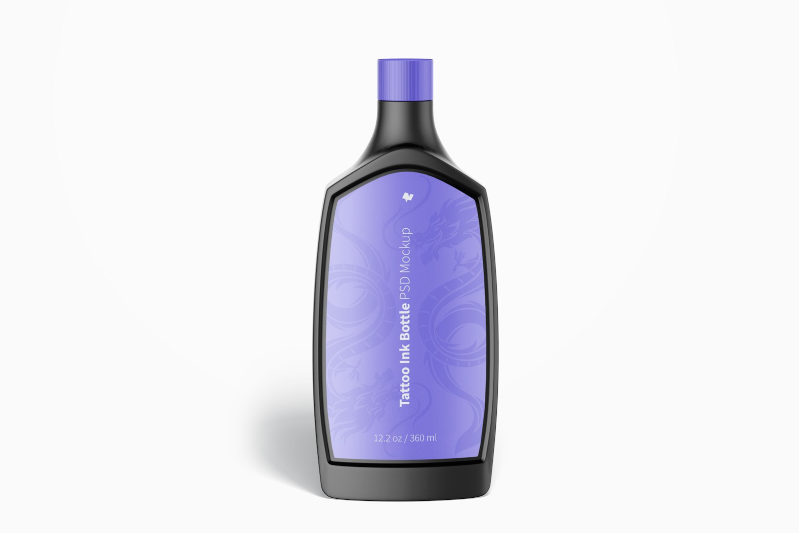 12.2 oz Tattoo Ink Bottle Mockup, Front View