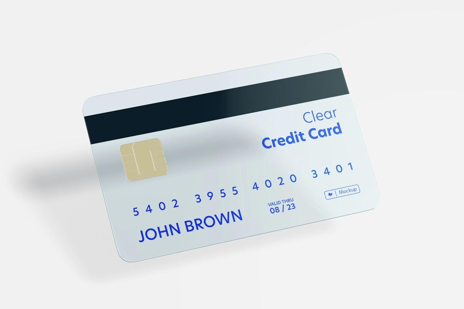 Clear Credit Card Mockup, Leaned Clear Credit Card Mockup, Leaned