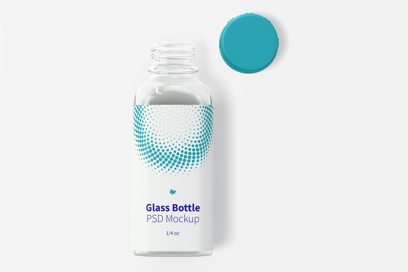 1/4 oz Glass Bottle Mockup, Top View